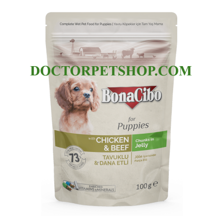 Bonacibo Puppy Chicken & Beef - Chunks in Jelly