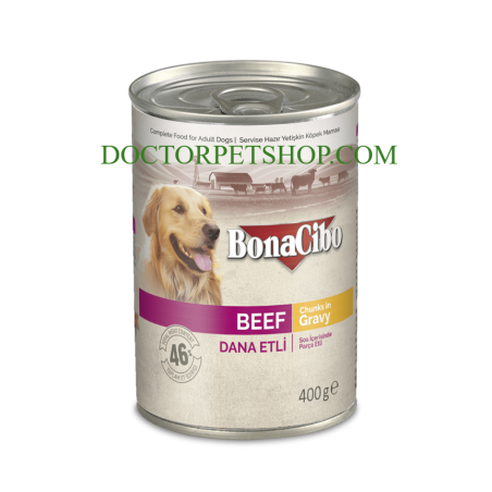 8694686405390 Bonacibo Adult Dog Beef - Chunks 400 g Canned